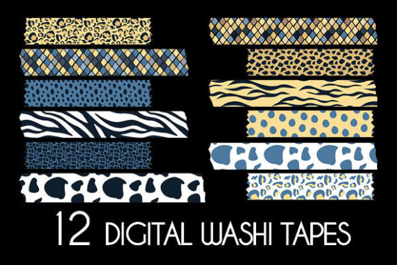 Download Blue Animal Prints Washi Tapes Pattern - Blue Collection