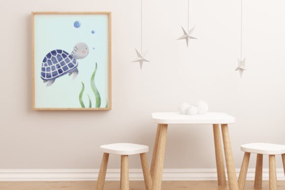 Download Blue Sea Turtle Nursery Wall Art - Blue Collection