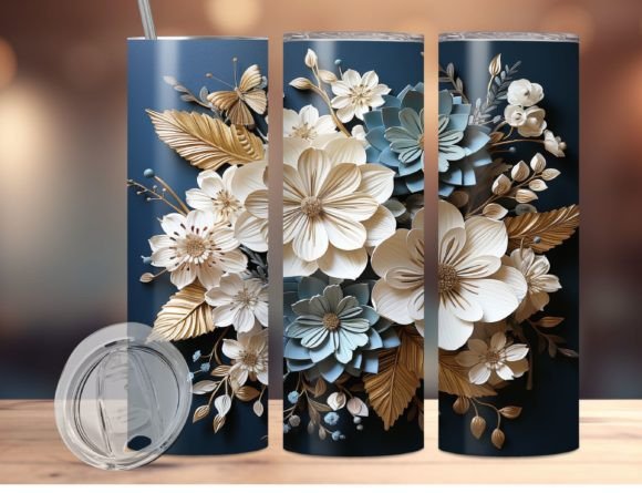 Download White Blue Daisy Flower Tumbler Wrap - Blue Collection