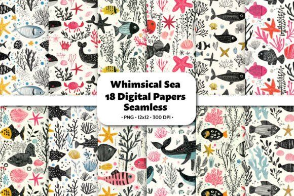 Download Whimsical Sea Seamless Pattern Vol.1 - Seamless Collection