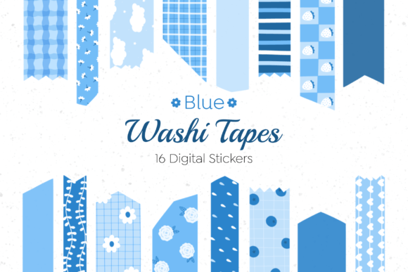 Download Digital Washi Tape Blue Set - Blue Collection