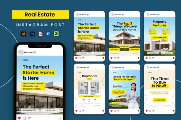 Download Blue Sky Real Estate Social Media Post - Blue Collection