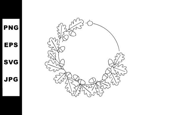 Download Oak Branch Wreath with Acorns Vector out - Acorn Collection
