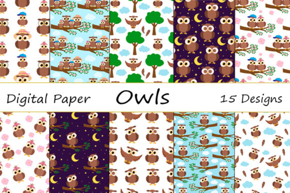 Download Set Seamless Patterns Cute Owl Vector - Seamless Collection