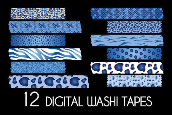 Download Blue Metallic Animal Prints Washi Tapes - Blue Collection