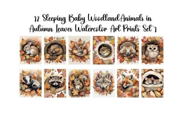 Download Woodland Baby Animals in Autumn Leaves - Woodland baby animals Collection