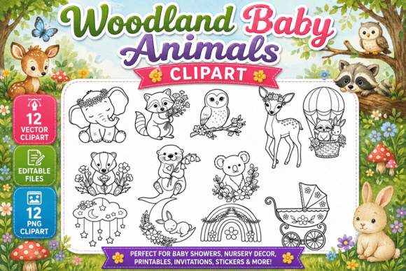 Download Woodland Baby Animals Digital Clipart - Woodland baby animals Collection