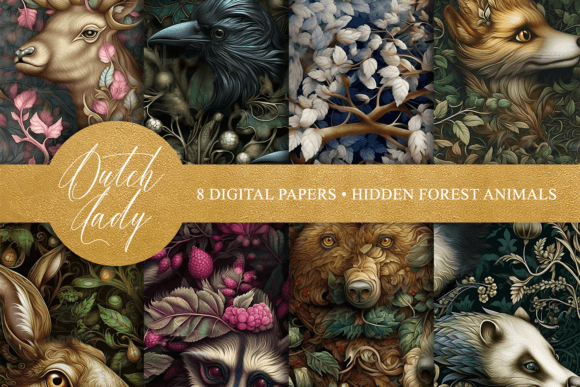 Download Seamless Hidden Forest Animal Patterns - Seamless Collection