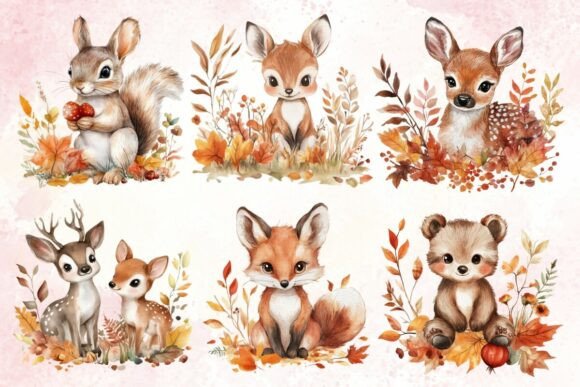 Download Autumn Woodland Baby Animals Watercolor - Woodland baby animals Collection