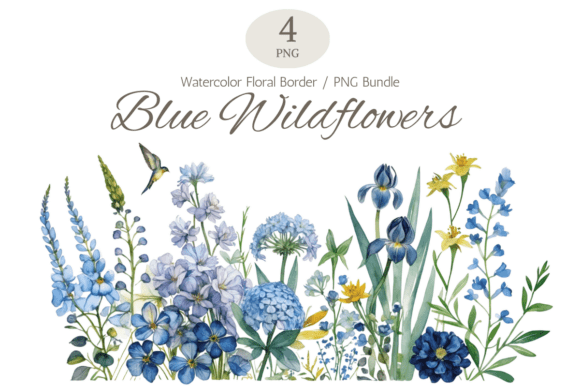 Download Blue Wildflower Horizontal Border Bundle - Blue Collection