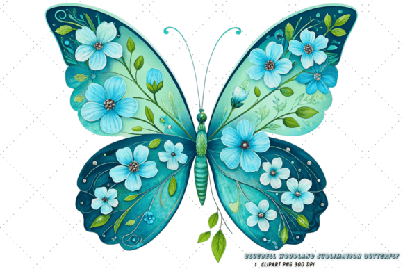 Download Bluebell Woodland Sublimation Butterfly - Blue Collection