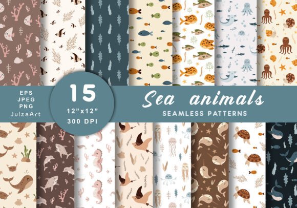 Download Sea Animals Seamless Pattern - Seamless Collection