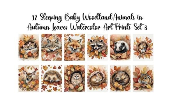 Download Woodland Baby Animals in Autumn Leaves - Woodland baby animals Collection