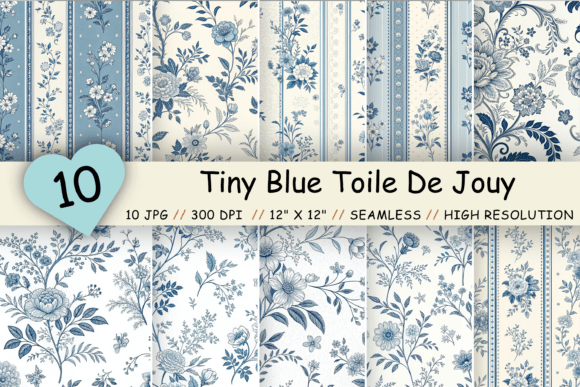 Download Tiny Blue Toile De Jouy Seamless Pattern - Seamless Collection